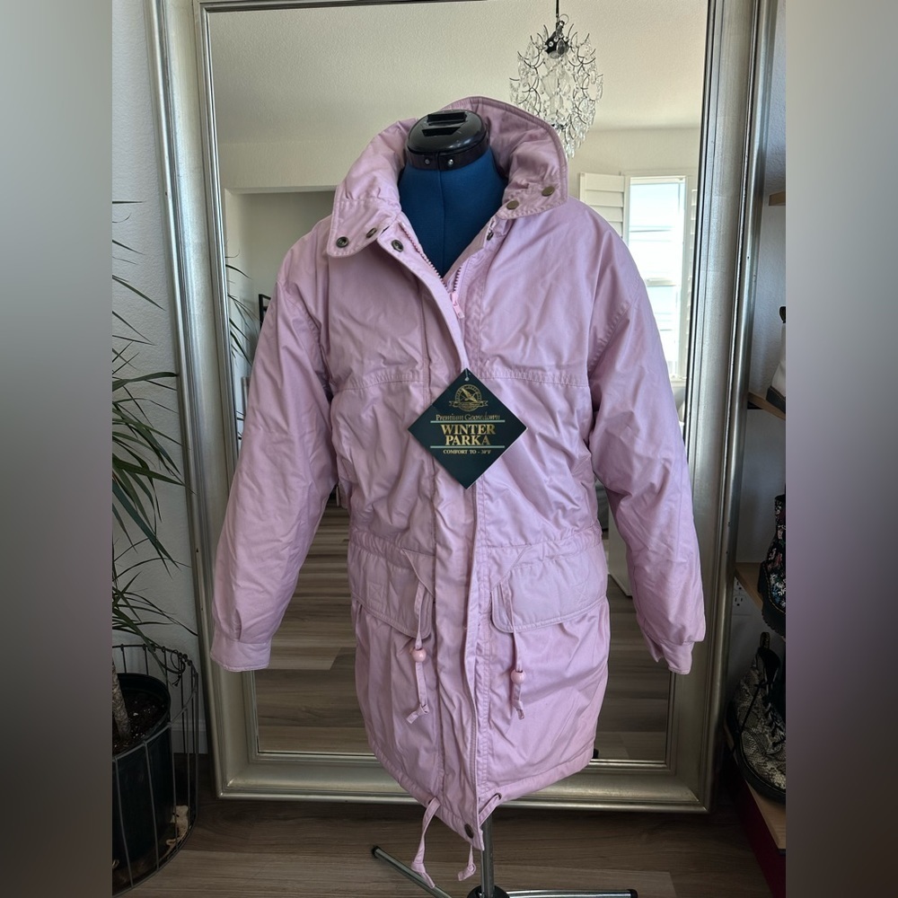 Vintage 90s Eddie Bauer Light Pink Parka Goose Down Puffer Jacket Size M